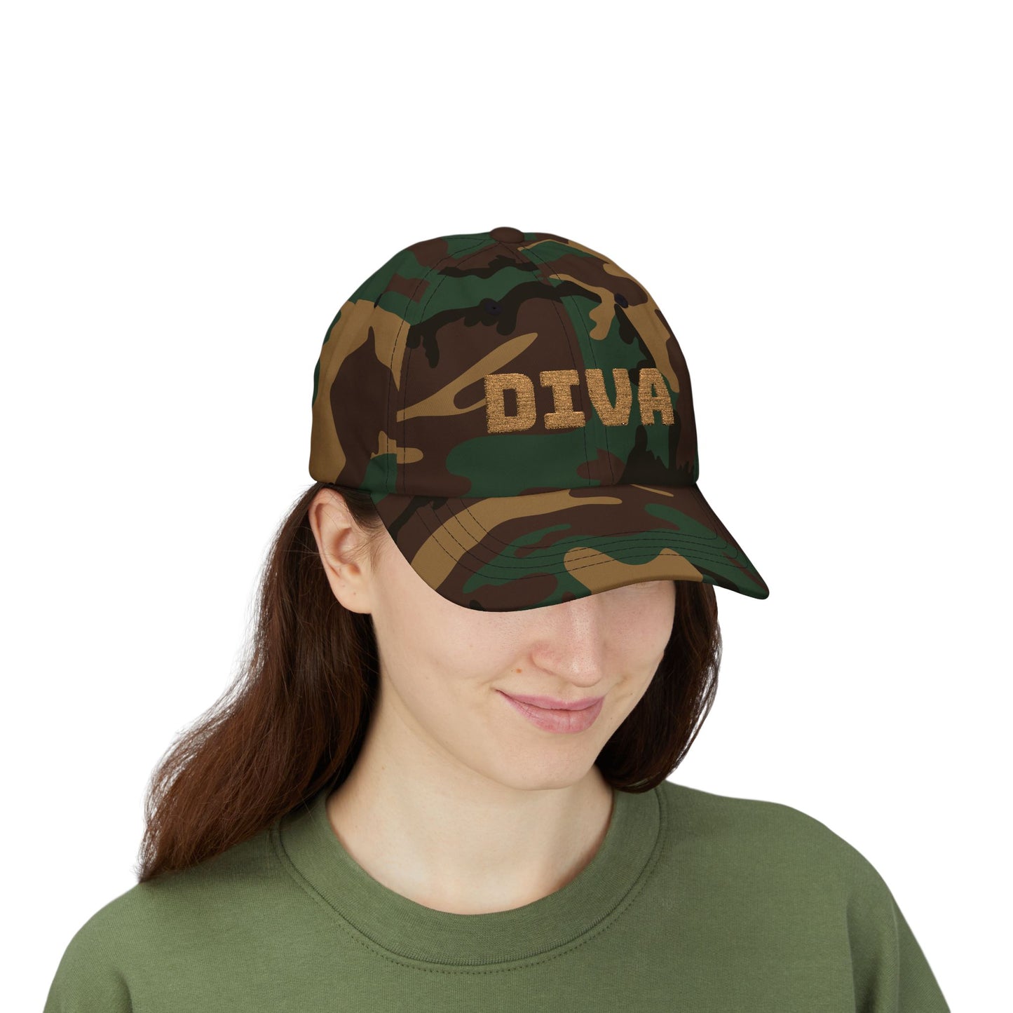 Diva Classic Dad Cap, Trendy White Hat, Casual Wear, Gift for Her, Stylish Sun Hat, Perfect for Summer Days