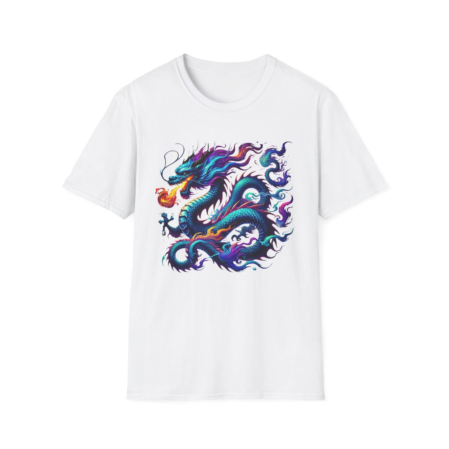 Dragon Graphic T-Shirt, Unisex Softstyle Tee, Art Shirt, Gift for Him, Gift for Her, Casual Wear, Festival Fashion