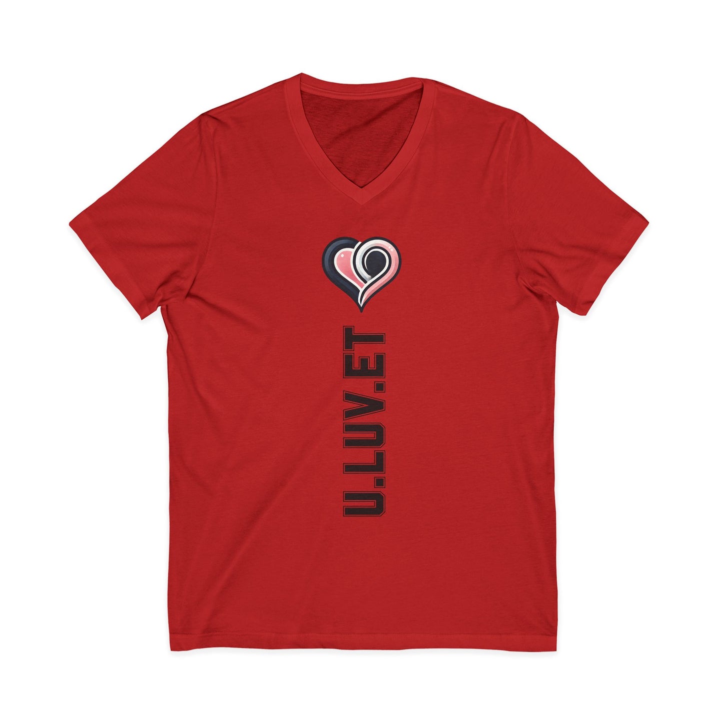Heartfelt Love V-Neck Tee | Unisex Jersey Short Sleeve Shirt | Perfect for Valentine's, Anniversaries, Casual Wear, Gifts