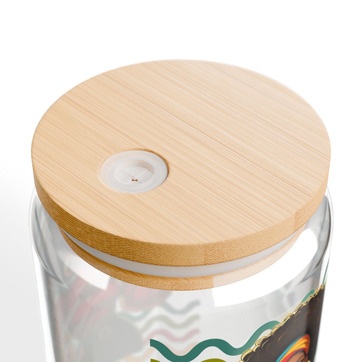 Afro Girl Retro Sipper Glass – 16oz Bamboo Lid & Straw