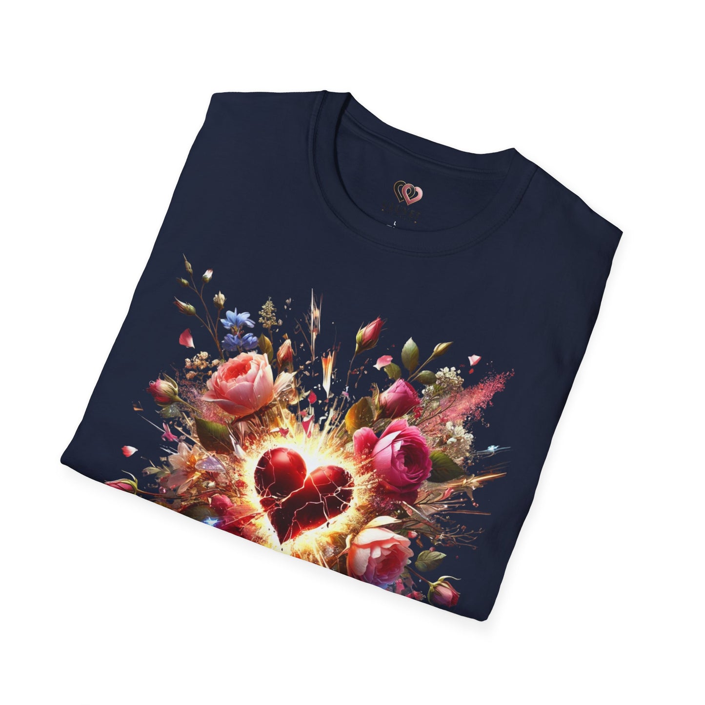 Romantic Floral Heart T-Shirt | Gift for Her | Valentine's Day, Anniversary, Casual Wear, Softstyle Tee, Perfect for Love