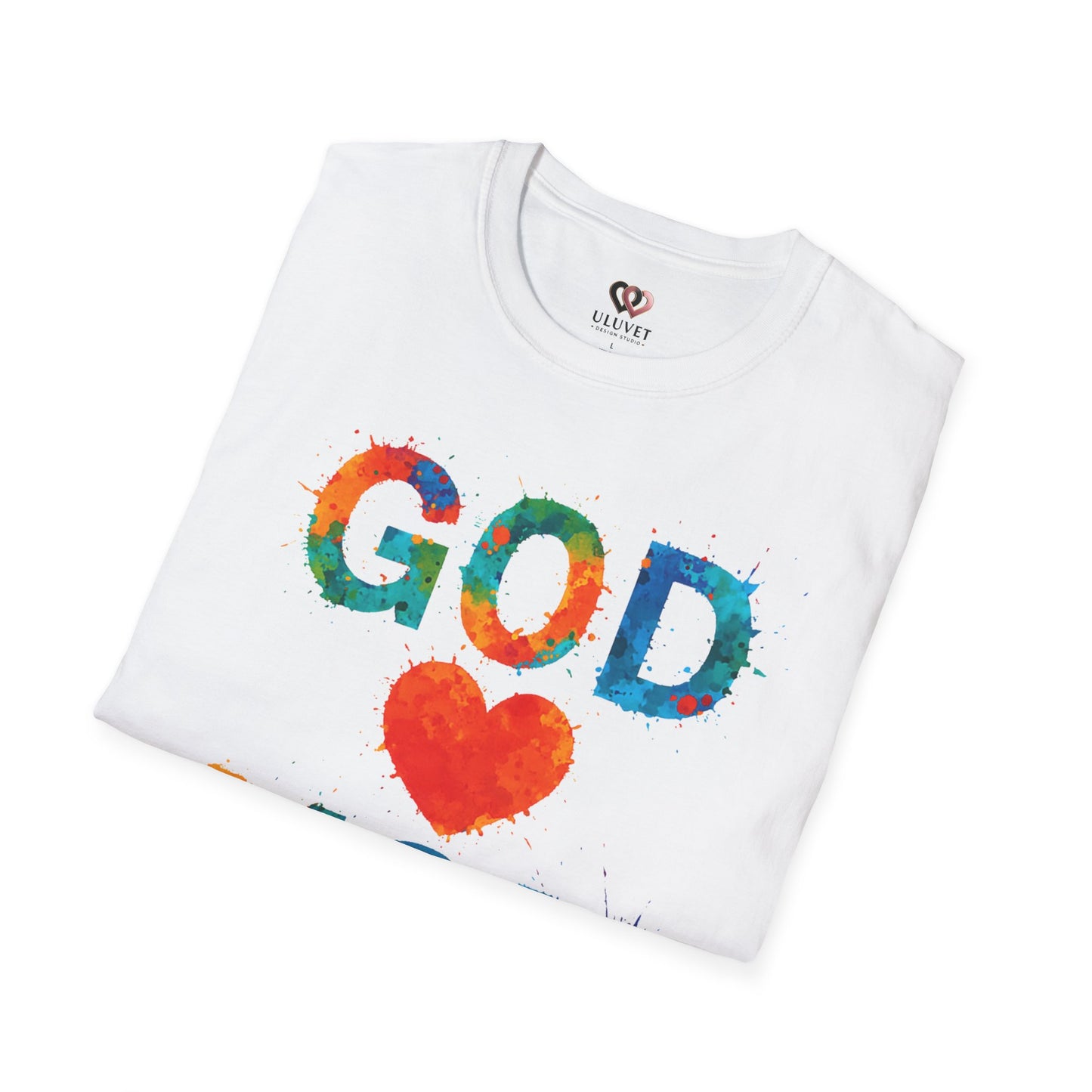 Colorful "God Loves You" Unisex T-Shirt, Inspirational Gift for Faith, Christian Apparel, Religious Tees, Everyday Wear, Uplifting Shirt
