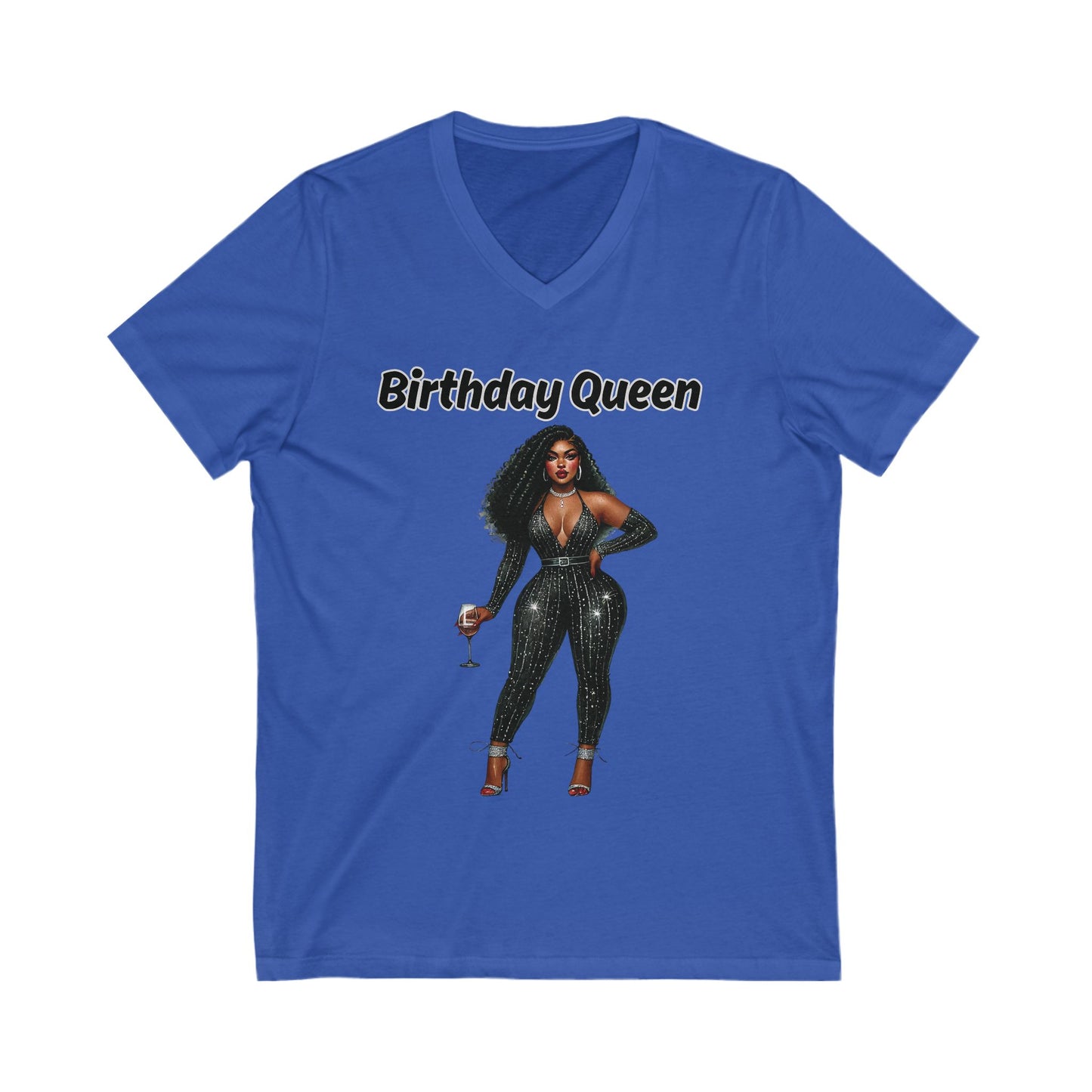 Birthday Queen V-Neck Tee, Fun Party Shirt, Birthday Celebration Gift, Unisex Graphic Tee, Stylish Casual Wear, Queen Vibes