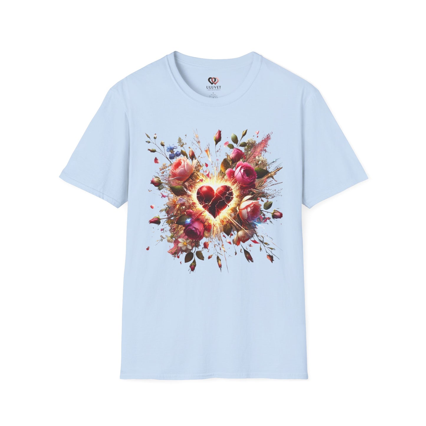 Romantic Floral Heart T-Shirt | Gift for Her | Valentine's Day, Anniversary, Casual Wear, Softstyle Tee, Perfect for Love