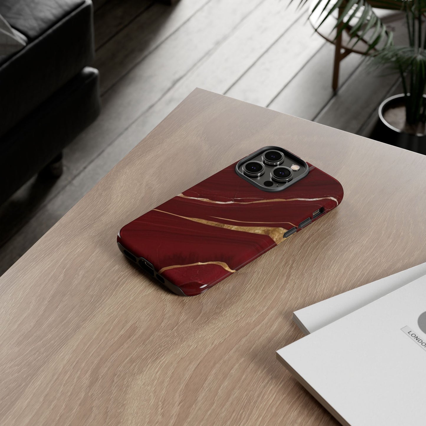 Elegant Red Marble Phone Case - Tough Cases, Stylish Phone Cover, Gift for Her, Luxe Cellphone Protection, Modern Accessories