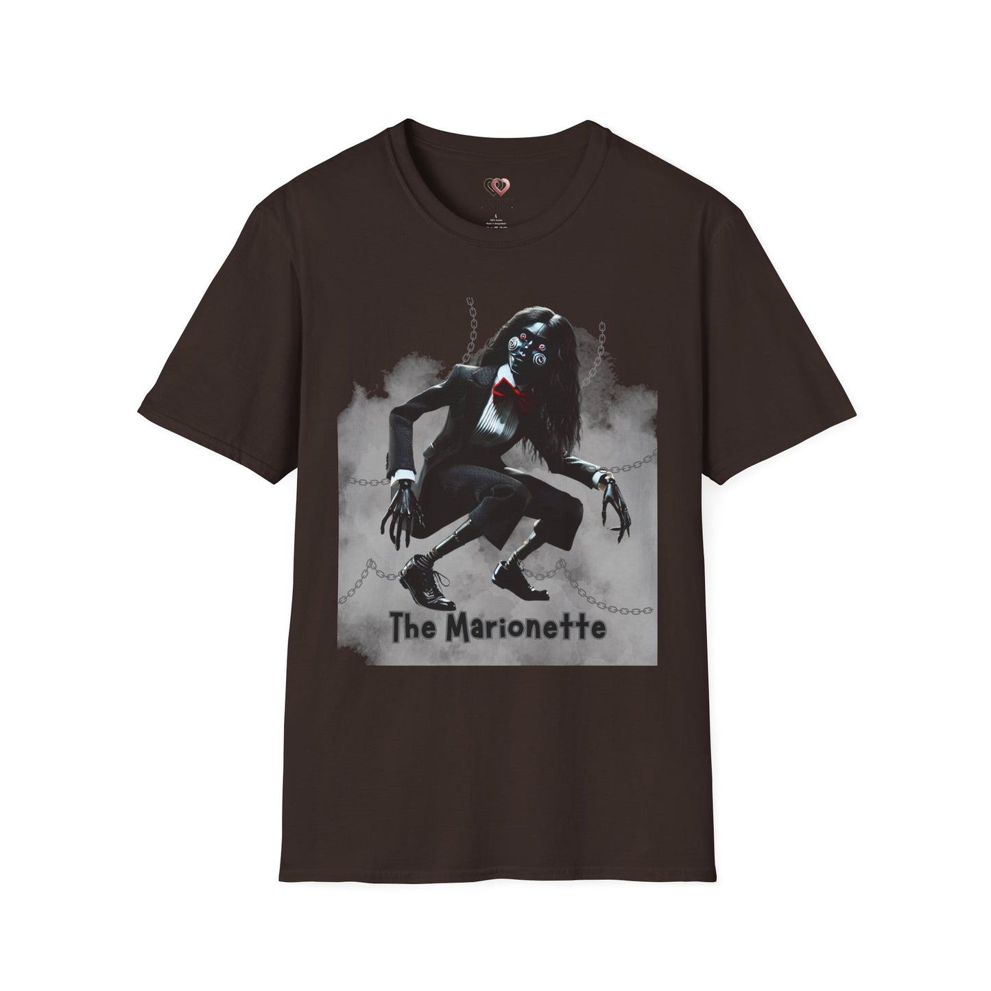 The Marionette Unisex Softstyle T-Shirt | Spooky Halloween Tee, Horror Clothing, Unique Graphic Shirt, Gift for Horror Lovers