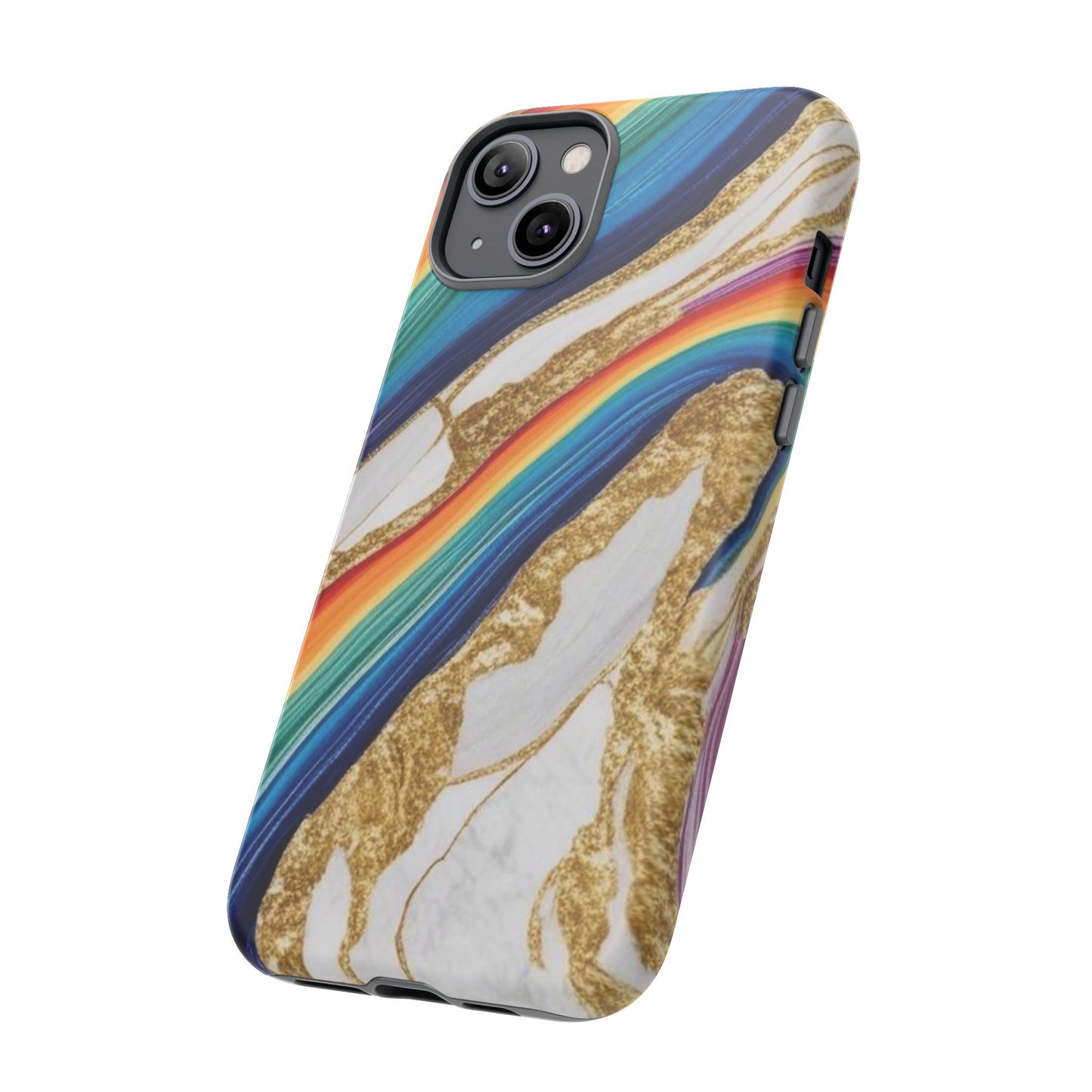 Colorful Marble Phone Case with Rainbow Design, Tough Phone Cover, Customizable Gift, Trendy Cell Accessories, Unique Style