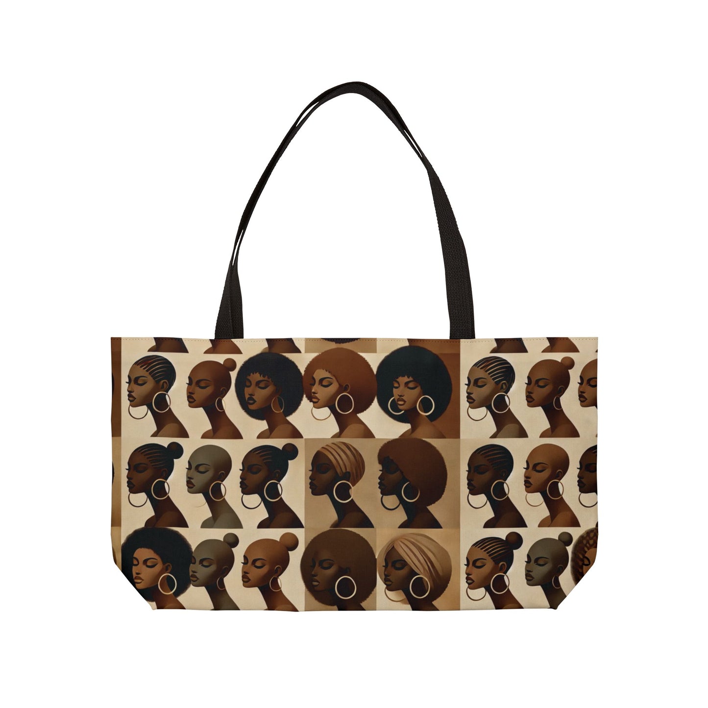 Afrocentric Profile Pattern Weekender Tote Bag. Brown Skin Silhouette Art