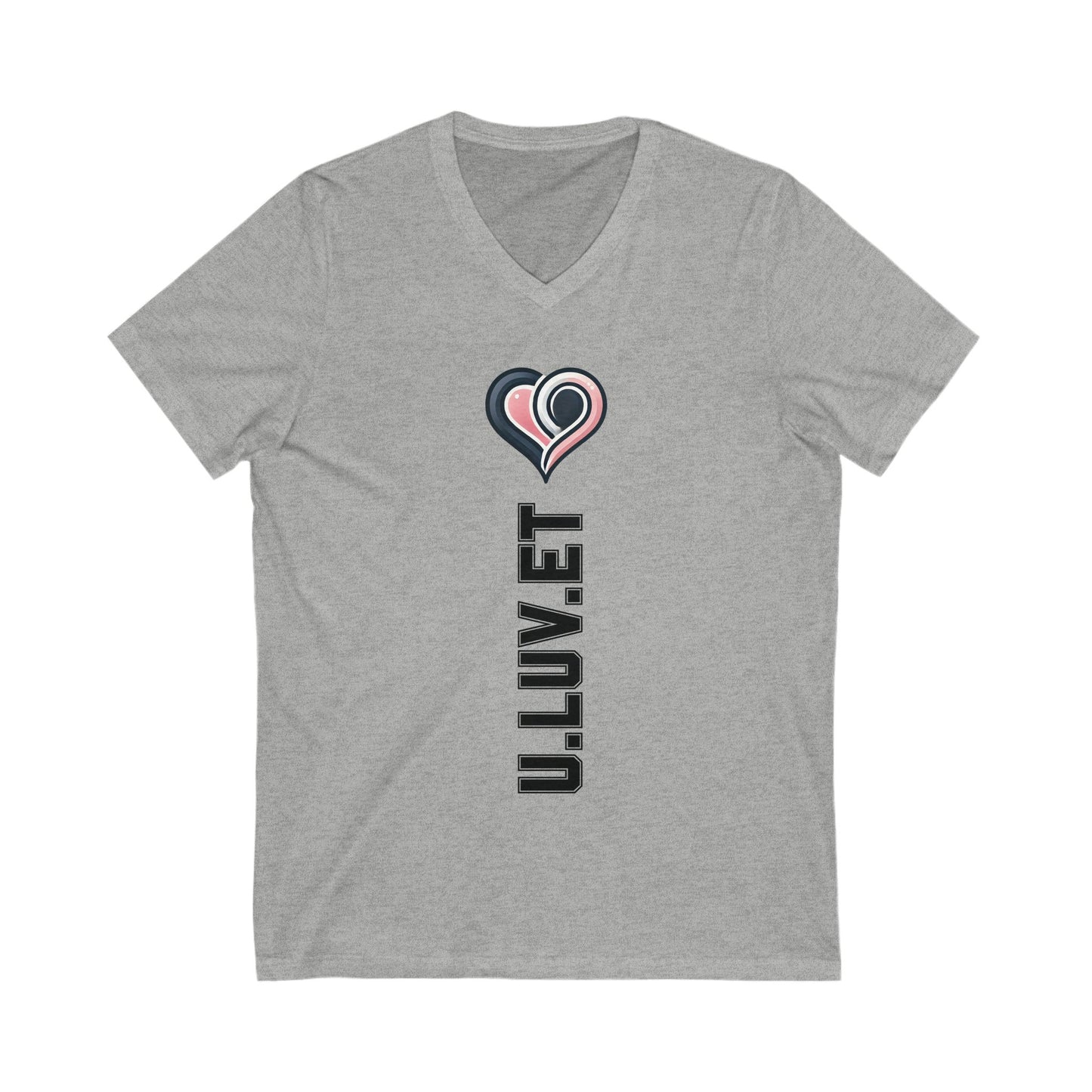 Heartfelt Love V-Neck Tee | Unisex Jersey Short Sleeve Shirt | Perfect for Valentine's, Anniversaries, Casual Wear, Gifts