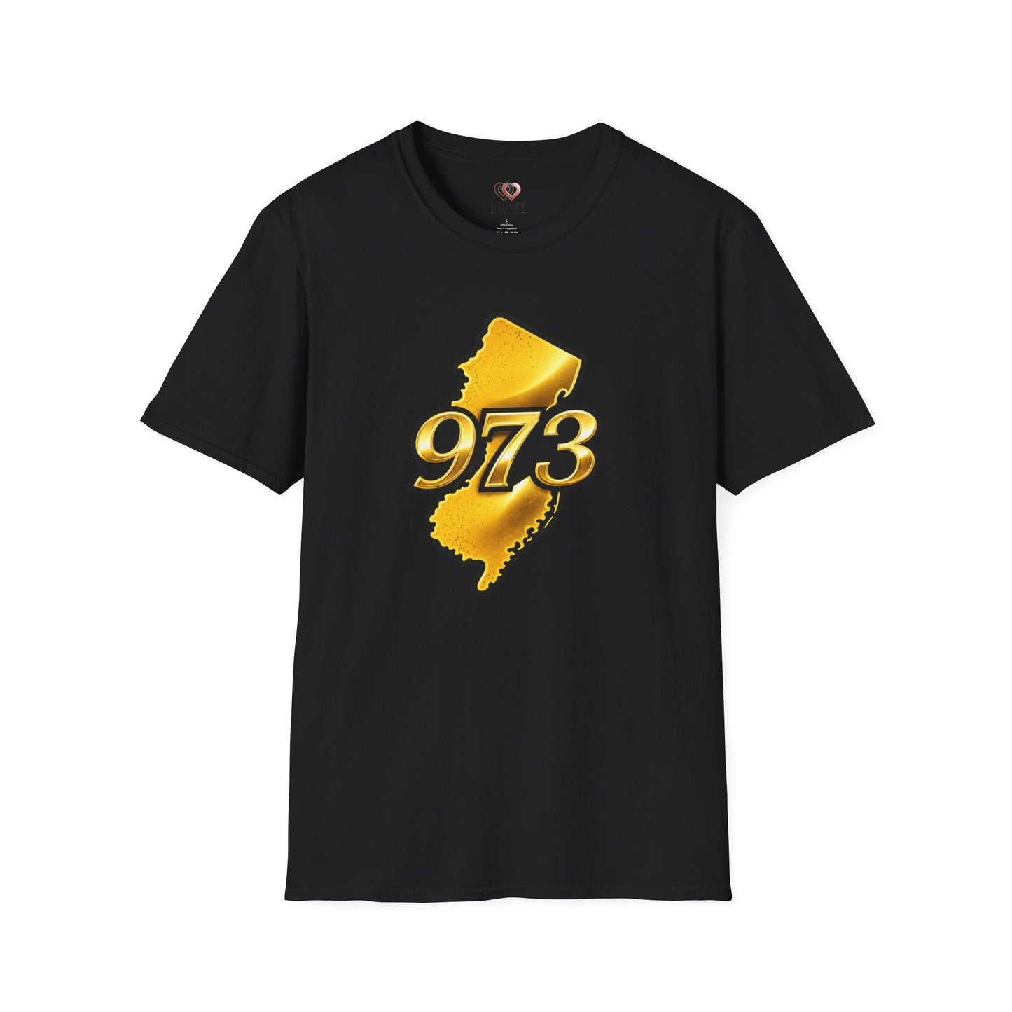 973 New Jersey State T-Shirt — Gold Jersey Area Code Tee