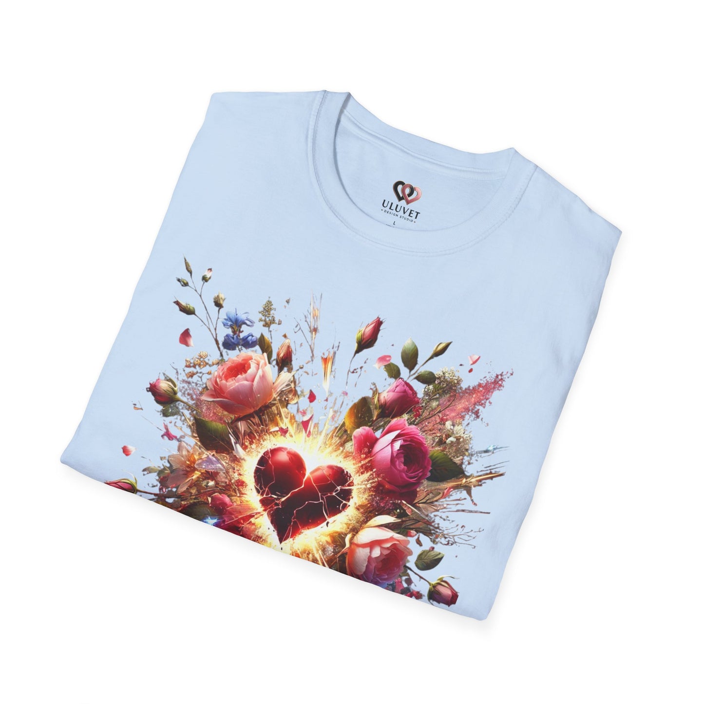 Romantic Floral Heart T-Shirt | Gift for Her | Valentine's Day, Anniversary, Casual Wear, Softstyle Tee, Perfect for Love