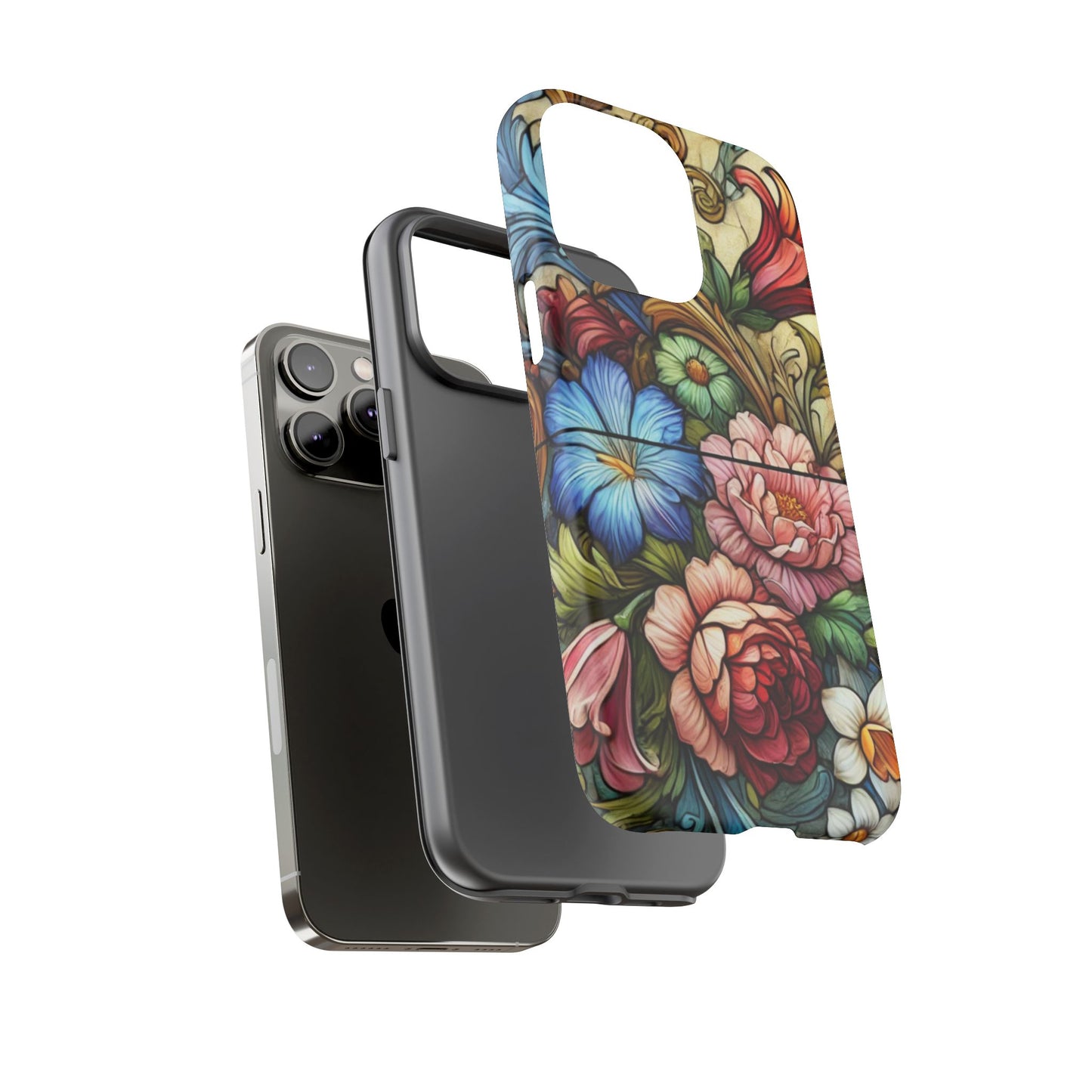 Floral Phone Case, Tough Cases with Colorful Floral Design, Gift for Her, Elegant Phone Cover, Spring Vibes, Unique Design